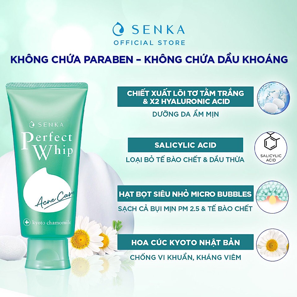 Sữa Rửa Mặt Dành Cho Da mụn Senka Perfect Whip Acne Care 100g